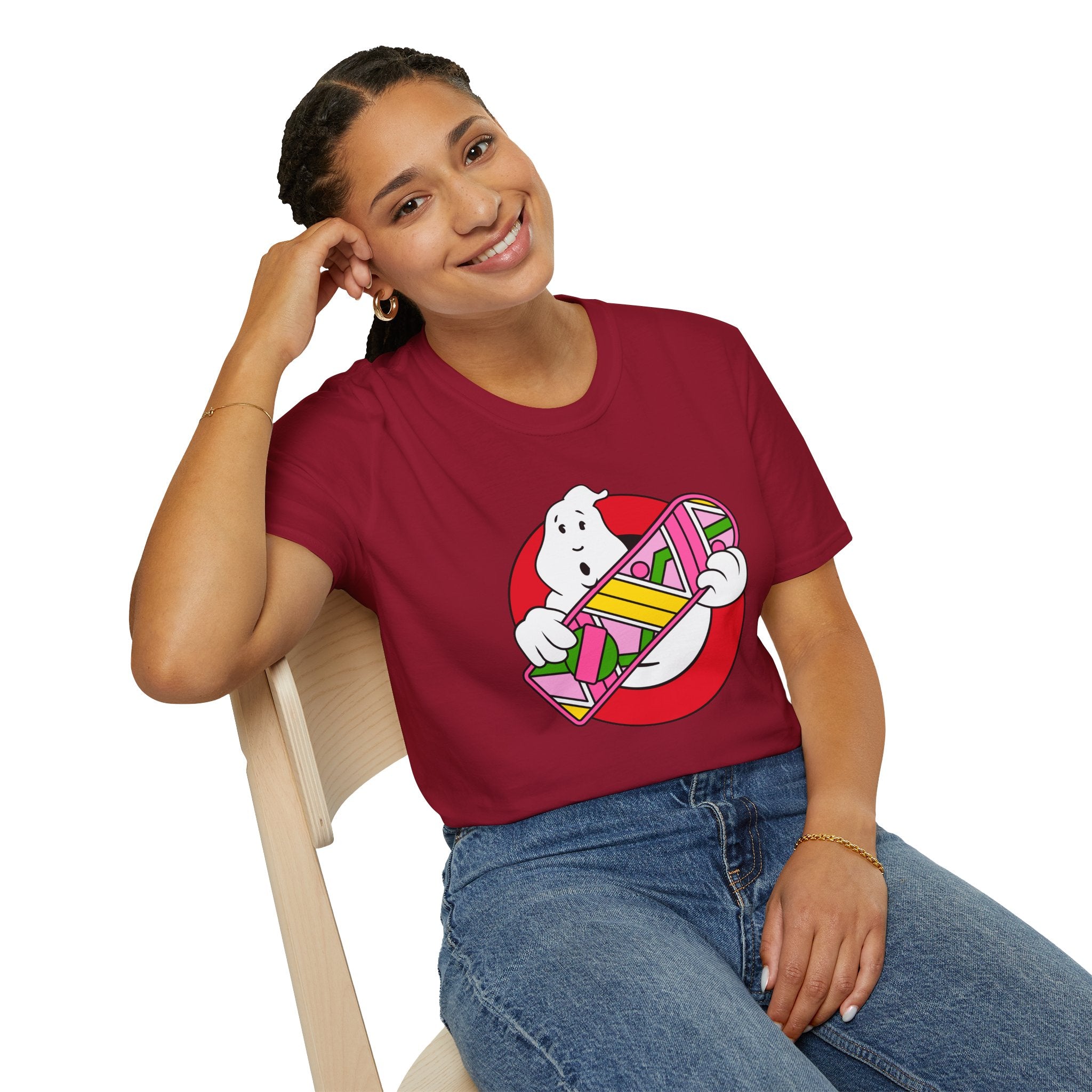 Ghostbusters Hoverboard T‑Shirt — Retro 80s Ghost Logo Mashup Tee