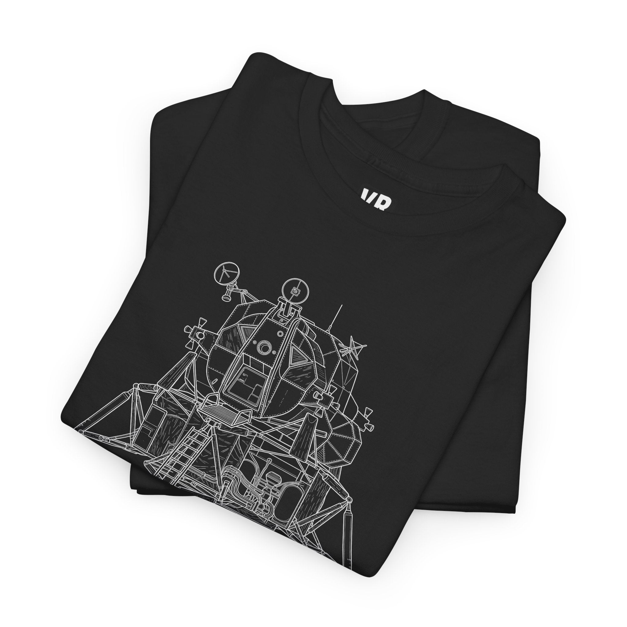 Lunar Lander Blueprint T-Shirt — Vintage Moon Module Illustration Tee