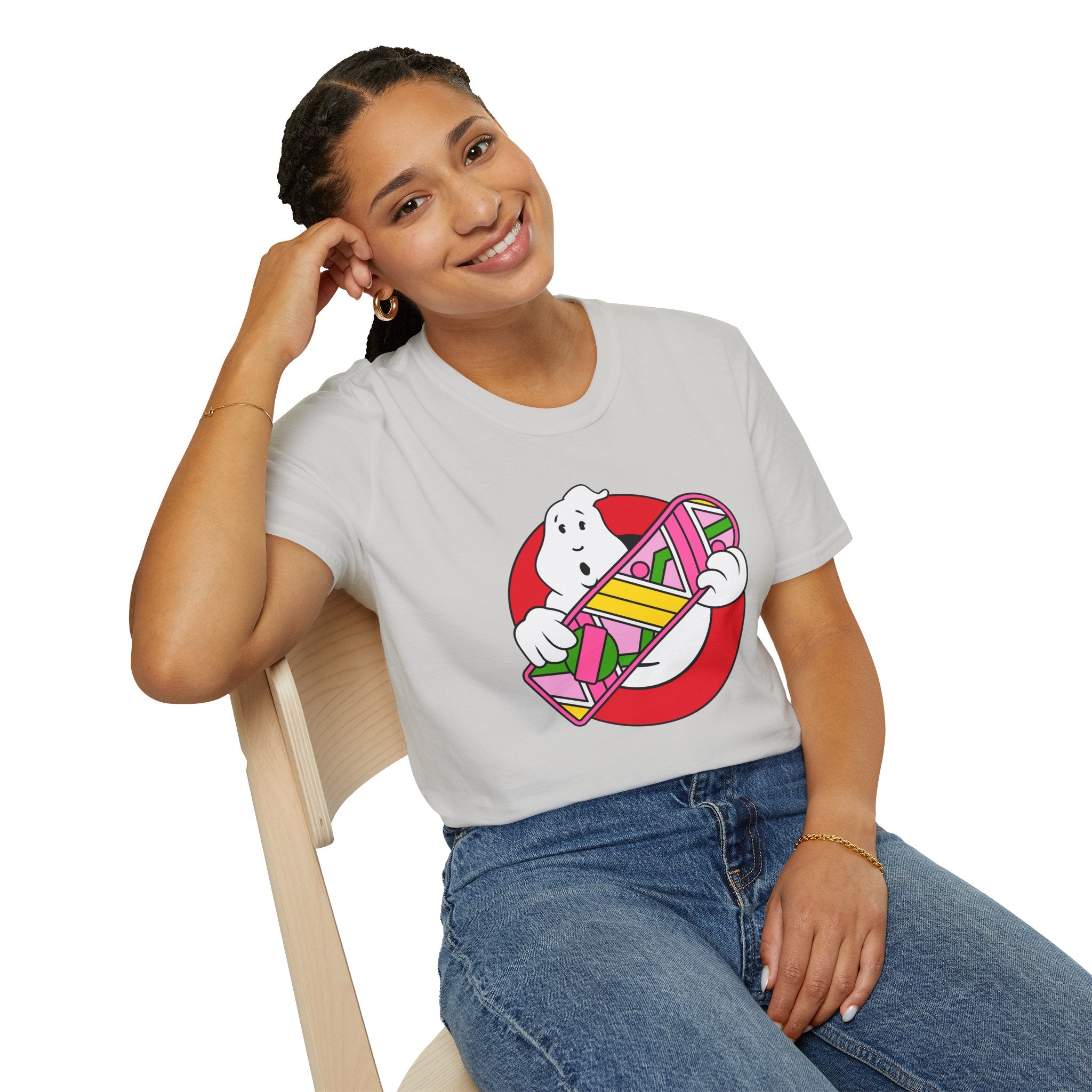 Ghostbusters Hoverboard T‑Shirt — Retro 80s Ghost Logo Mashup Tee