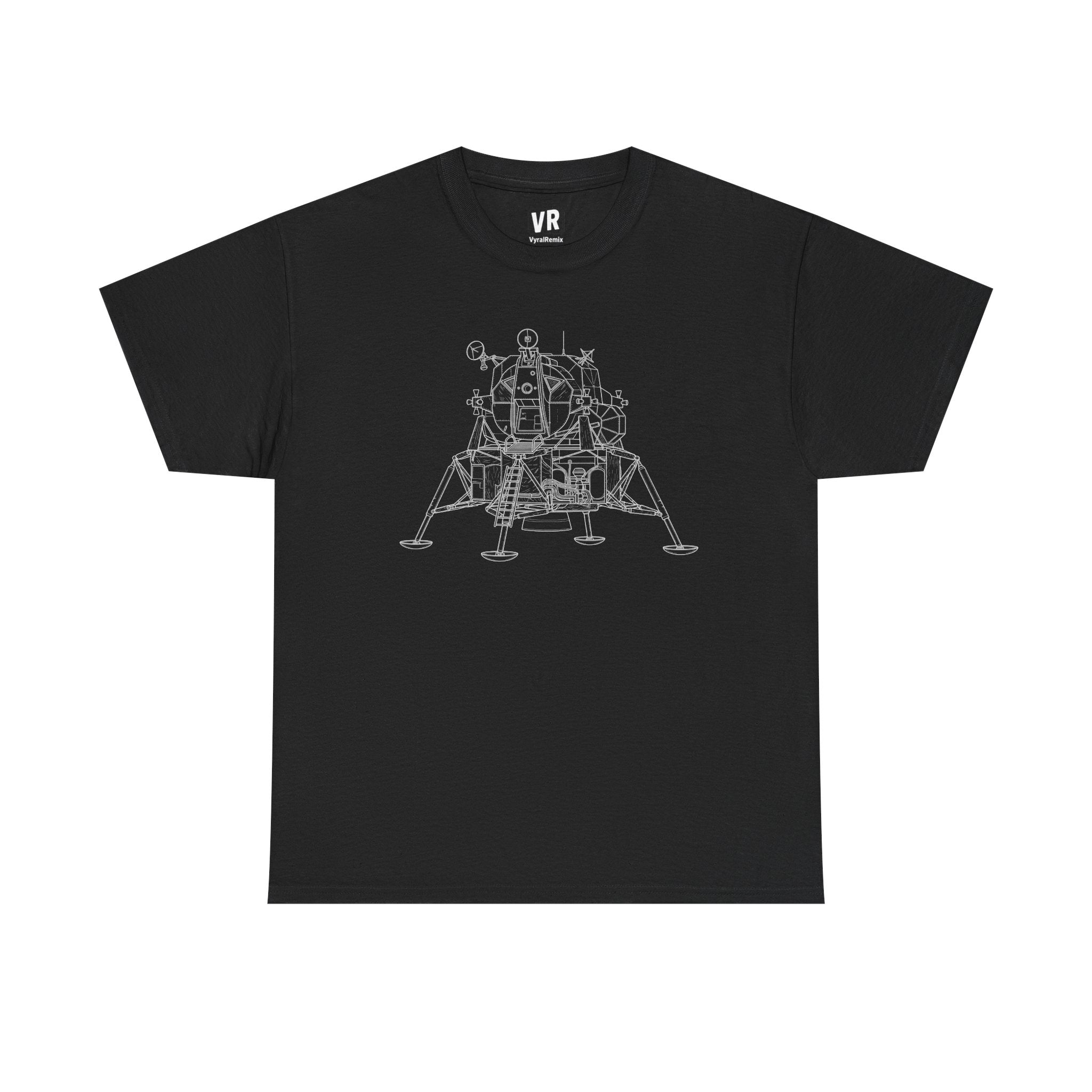 Lunar Lander Blueprint T-Shirt — Vintage Moon Module Illustration Tee