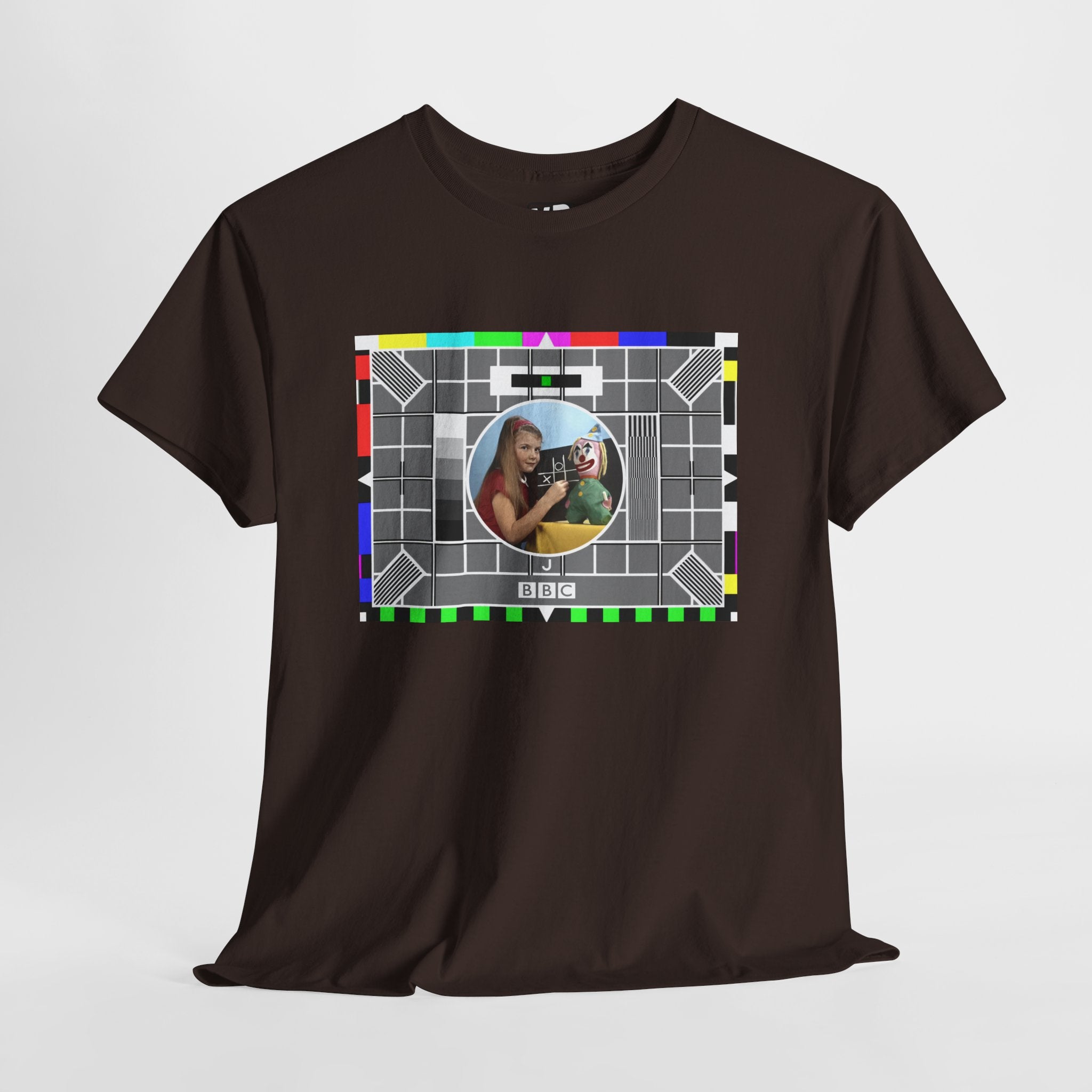 TV Test Pattern T-Shirt — Retro 1980s BBC Broadcast Graphic Tee