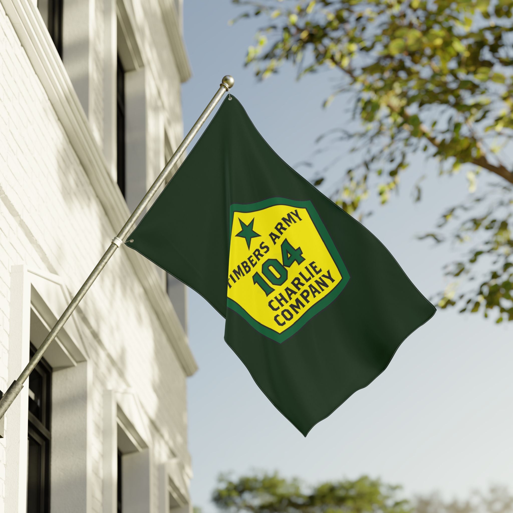 Vertical -  Timbers Army - 104 Charlie Company  Double-Sided Military Flag