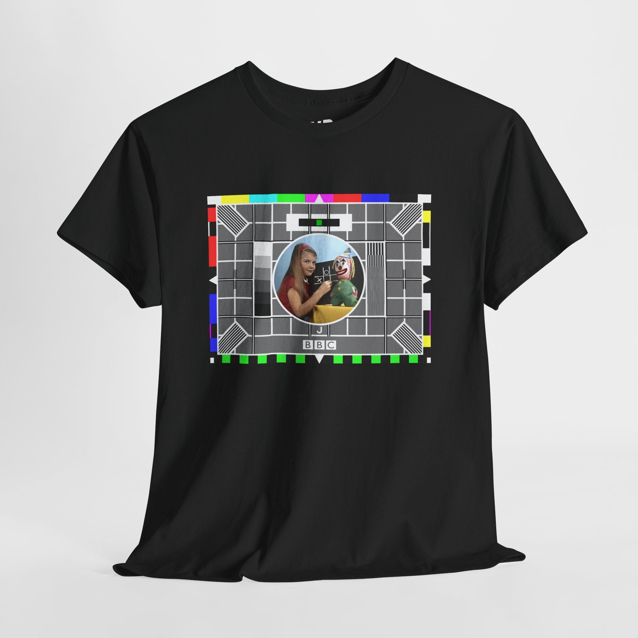 TV Test Pattern T-Shirt — Retro 1980s BBC Broadcast Graphic Tee
