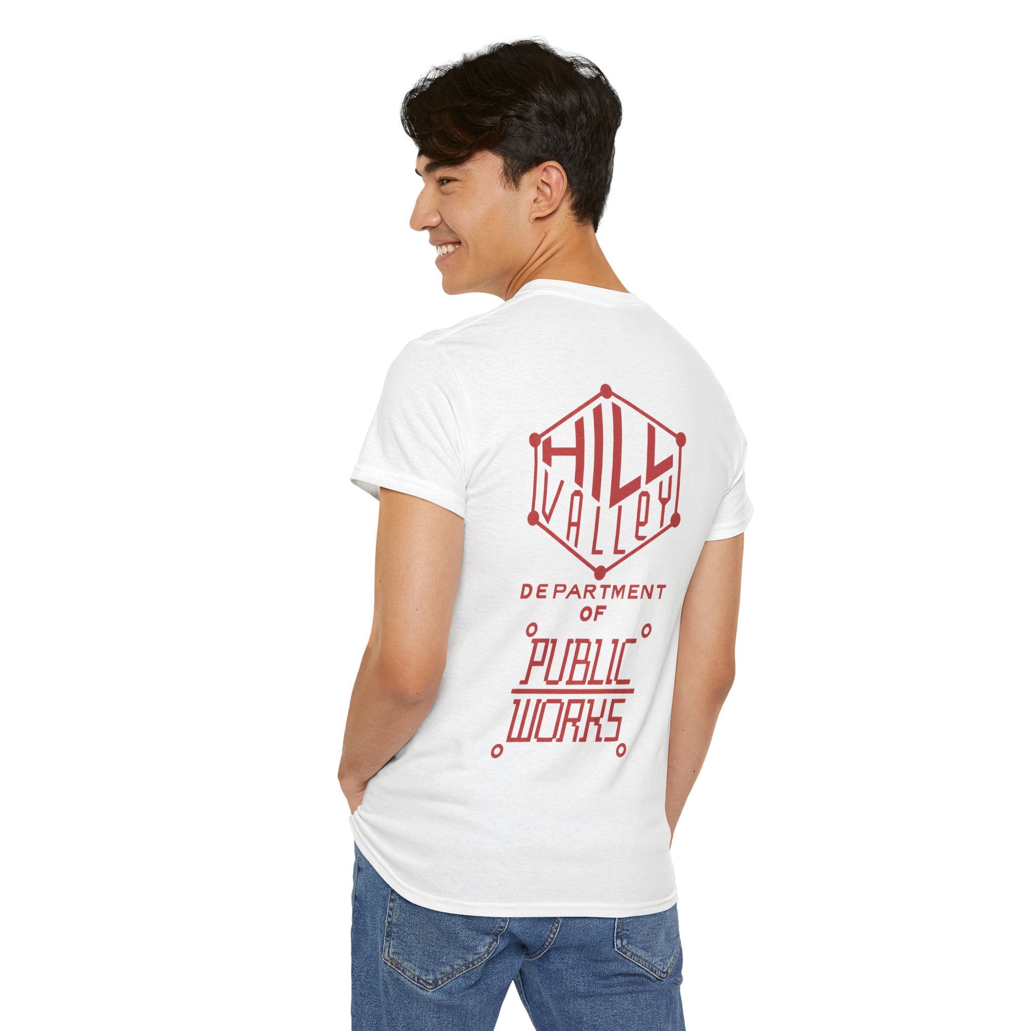 Hill Valley 2015 Public Works - Double Sided Print Logo Tee