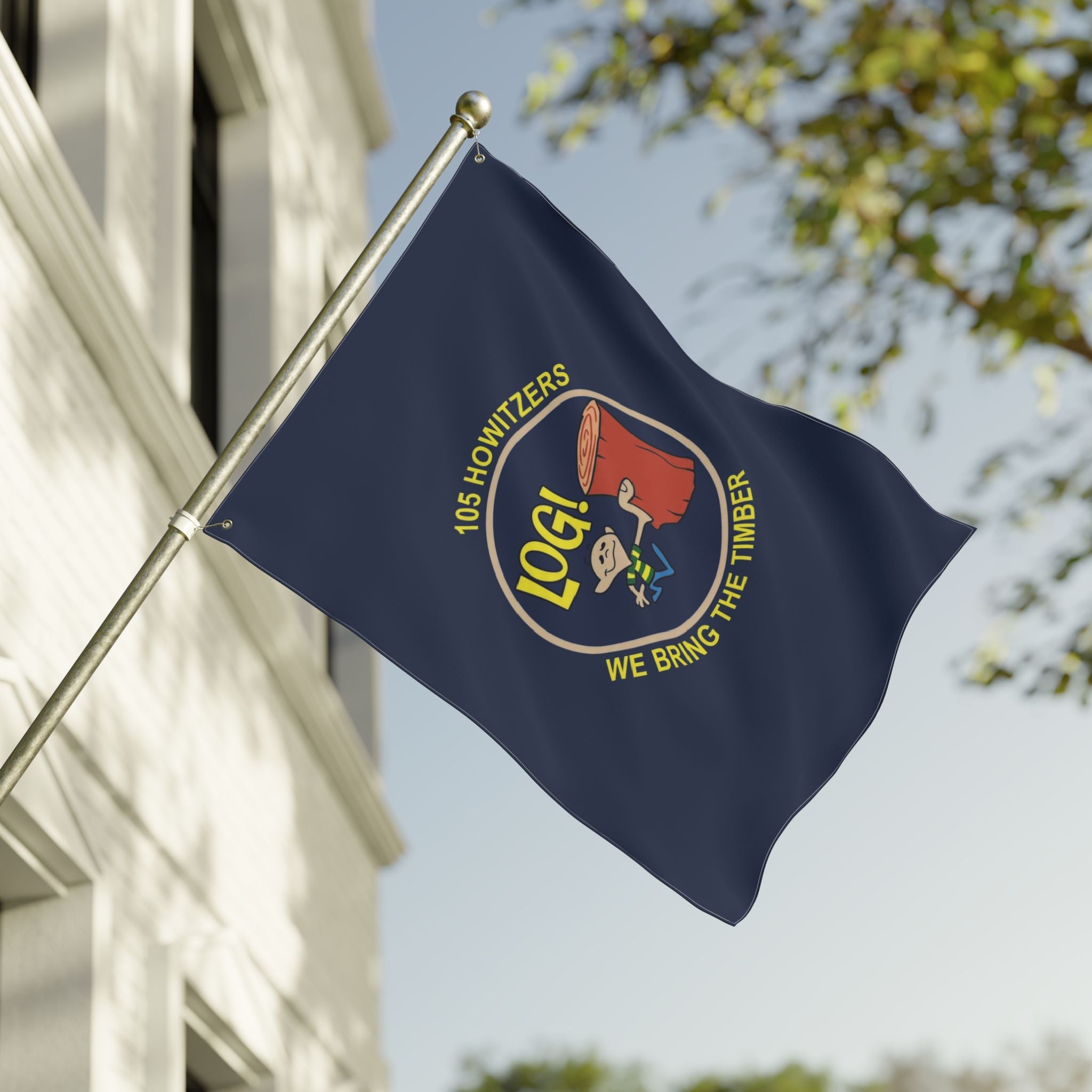 Vertical - Timbers Army - 105 Howitzers  Double-Sided Military Flag