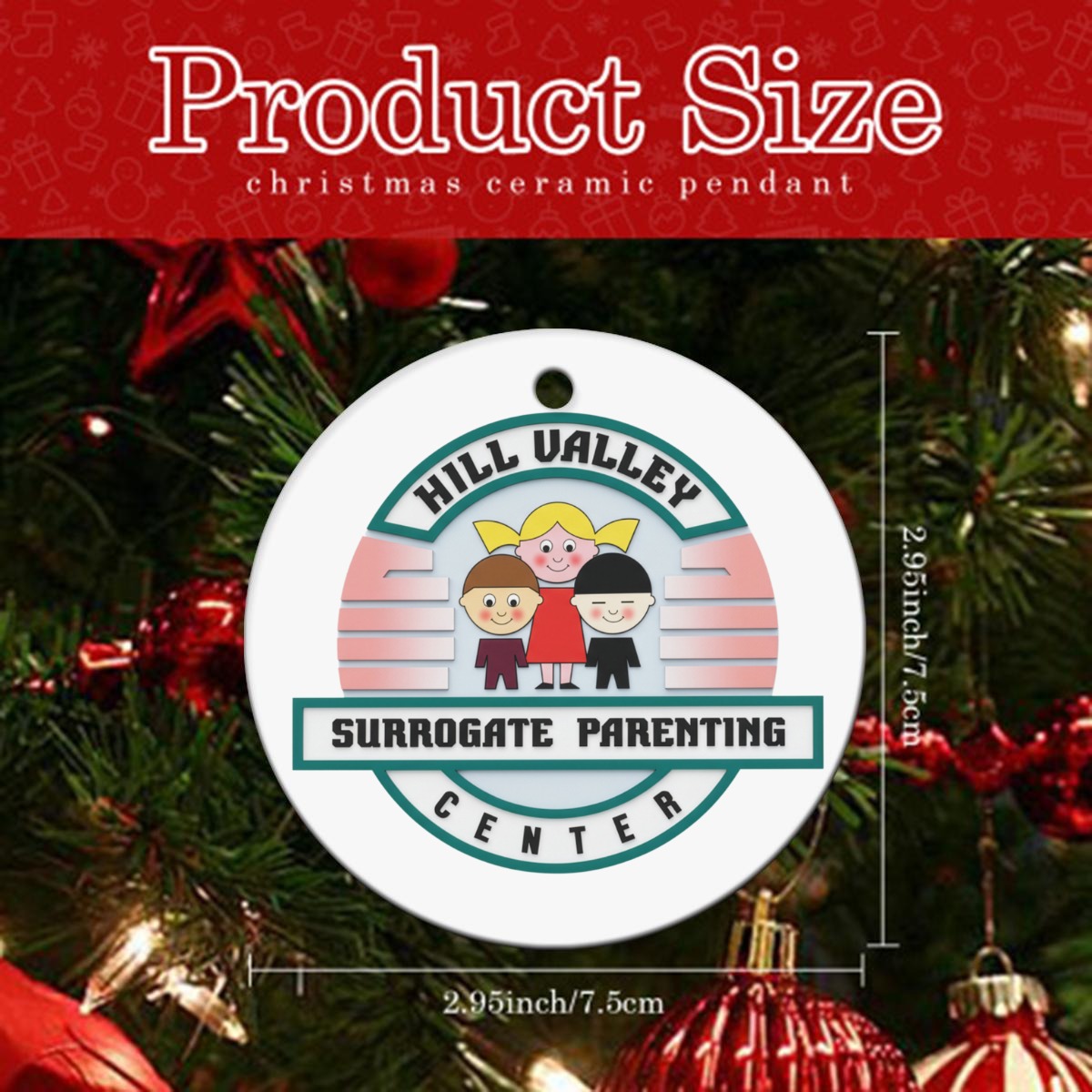 Surrogate Parenting Center Circular Ceramic Ornament - Hill Valley Holiday Decor Gift