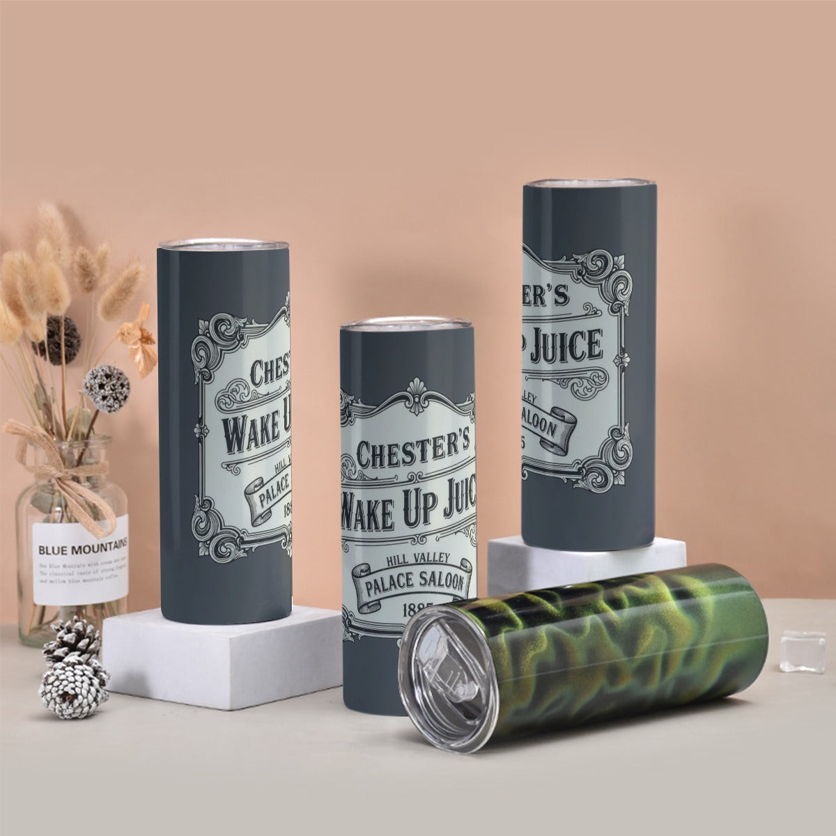 Chester's Wake Up Juice Hill Valley Saloon 20oz Stainless Steel Tumbler Mug