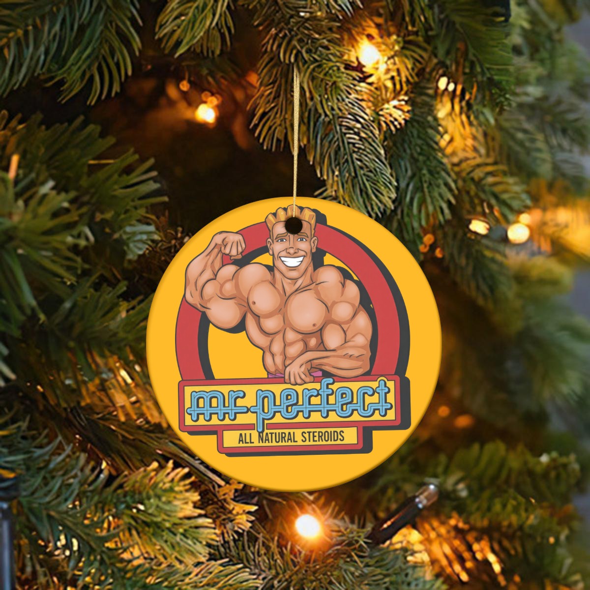 Mr Perfect Circular Ceramic Ornament - Hill Valley Holiday Decor Gift