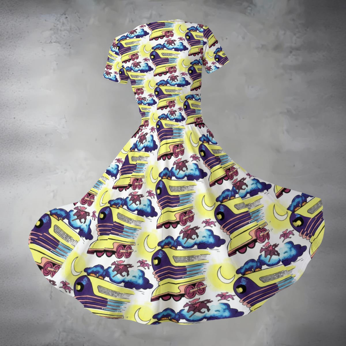 Doc Brown Trains  Women's Short Sleeve V Neck Midi Dress