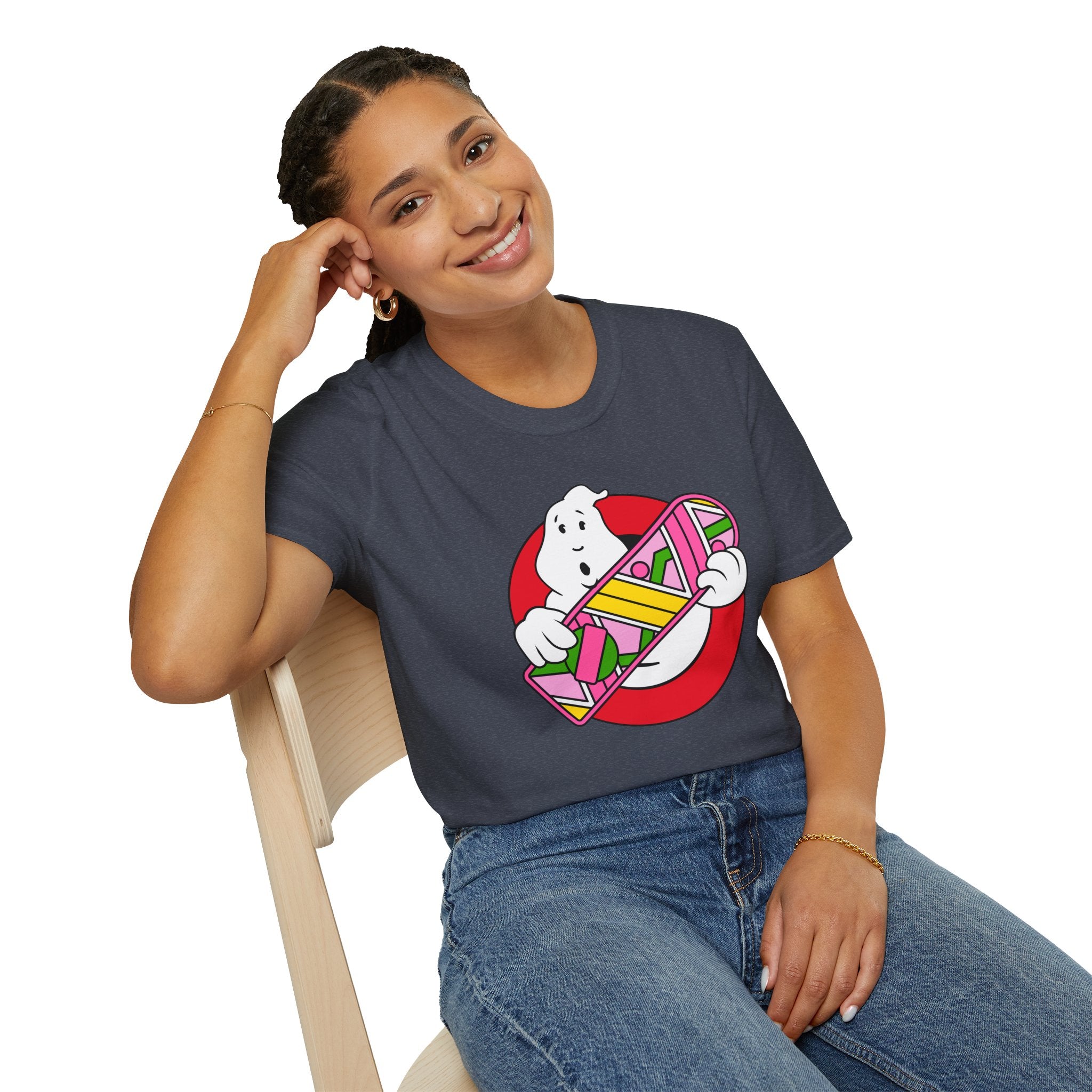 Ghostbusters Hoverboard T‑Shirt — Retro 80s Ghost Logo Mashup Tee