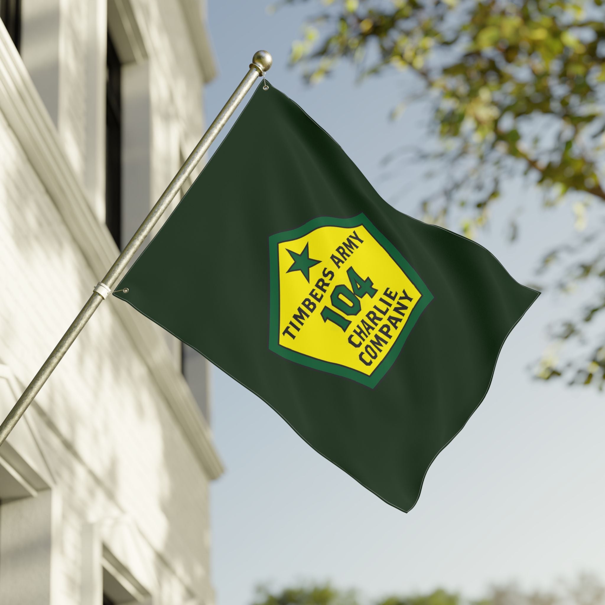 Vertical -  Timbers Army - 104 Charlie Company  Double-Sided Military Flag
