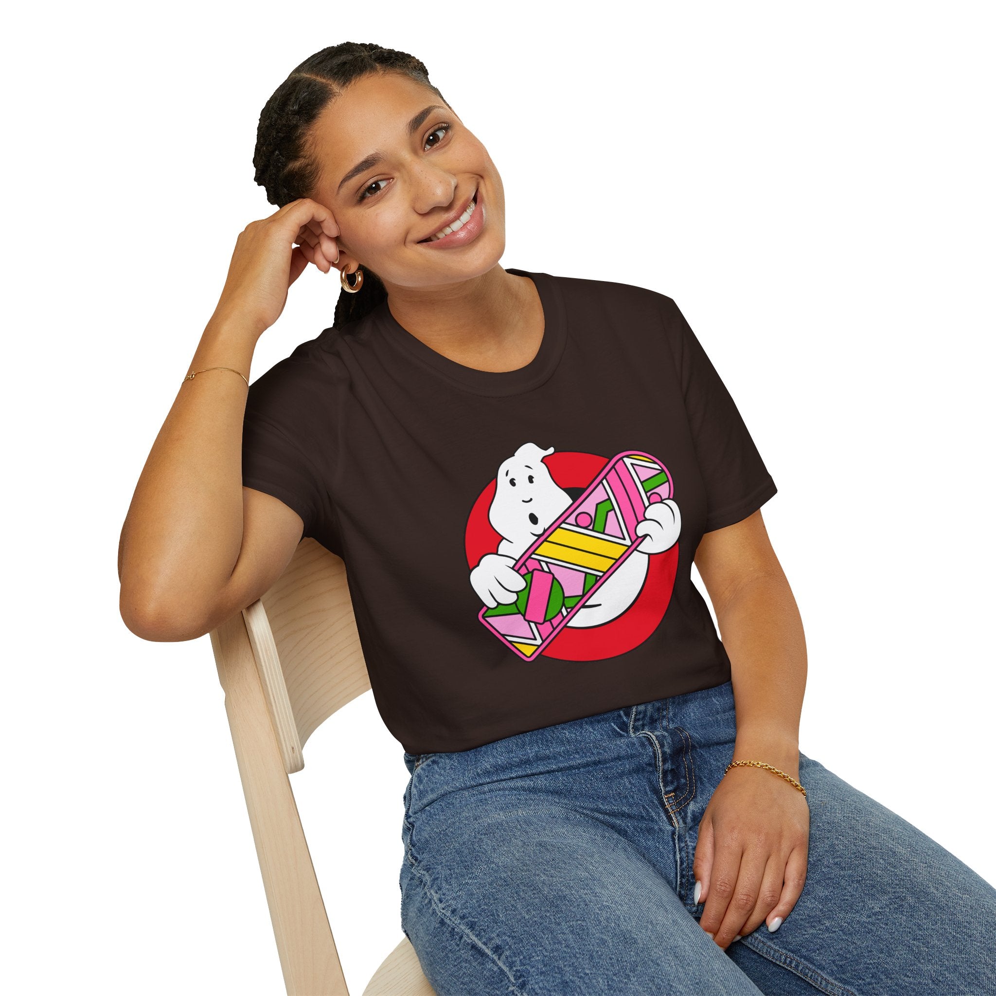 Ghostbusters Hoverboard T‑Shirt — Retro 80s Ghost Logo Mashup Tee