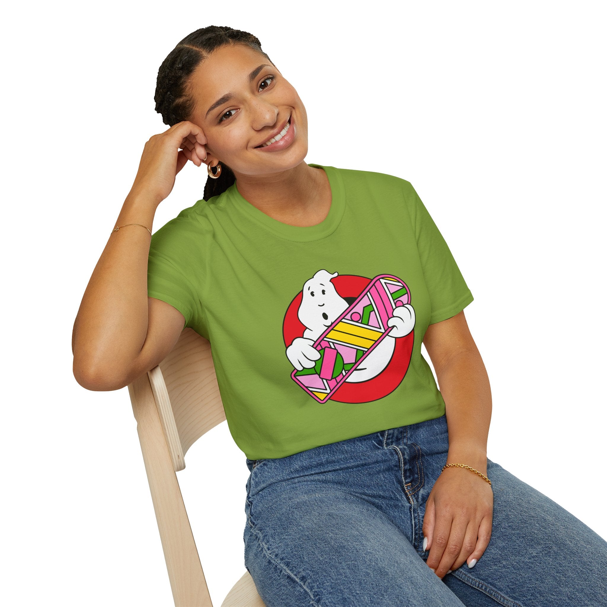 Ghostbusters Hoverboard T‑Shirt — Retro 80s Ghost Logo Mashup Tee