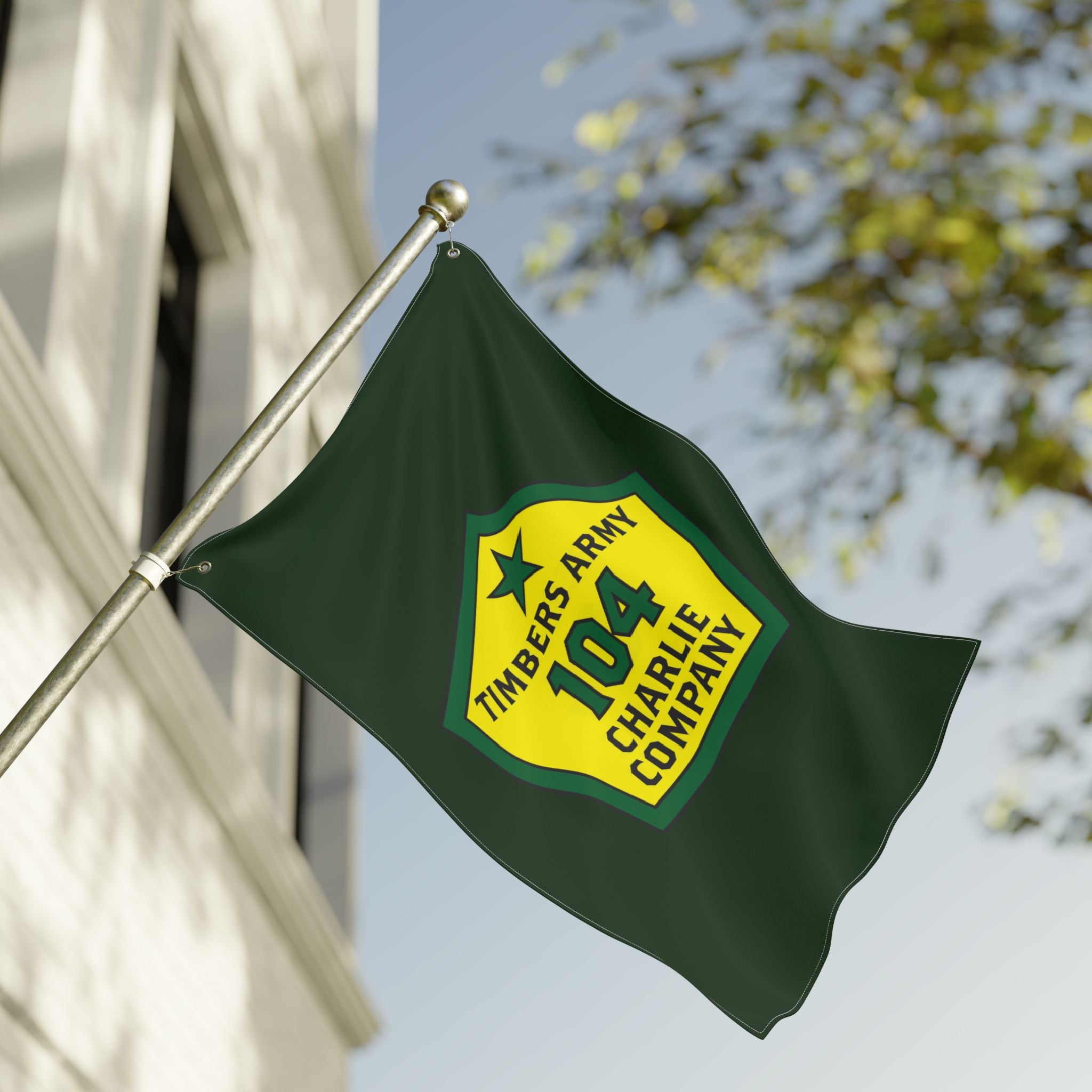 Vertical -  Timbers Army - 104 Charlie Company  Double-Sided Military Flag