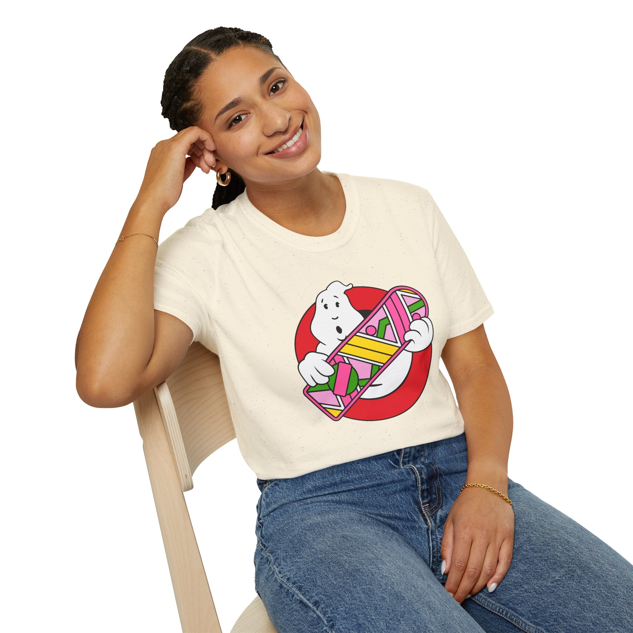 Ghostbusters Hoverboard T‑Shirt — Retro 80s Ghost Logo Mashup Tee