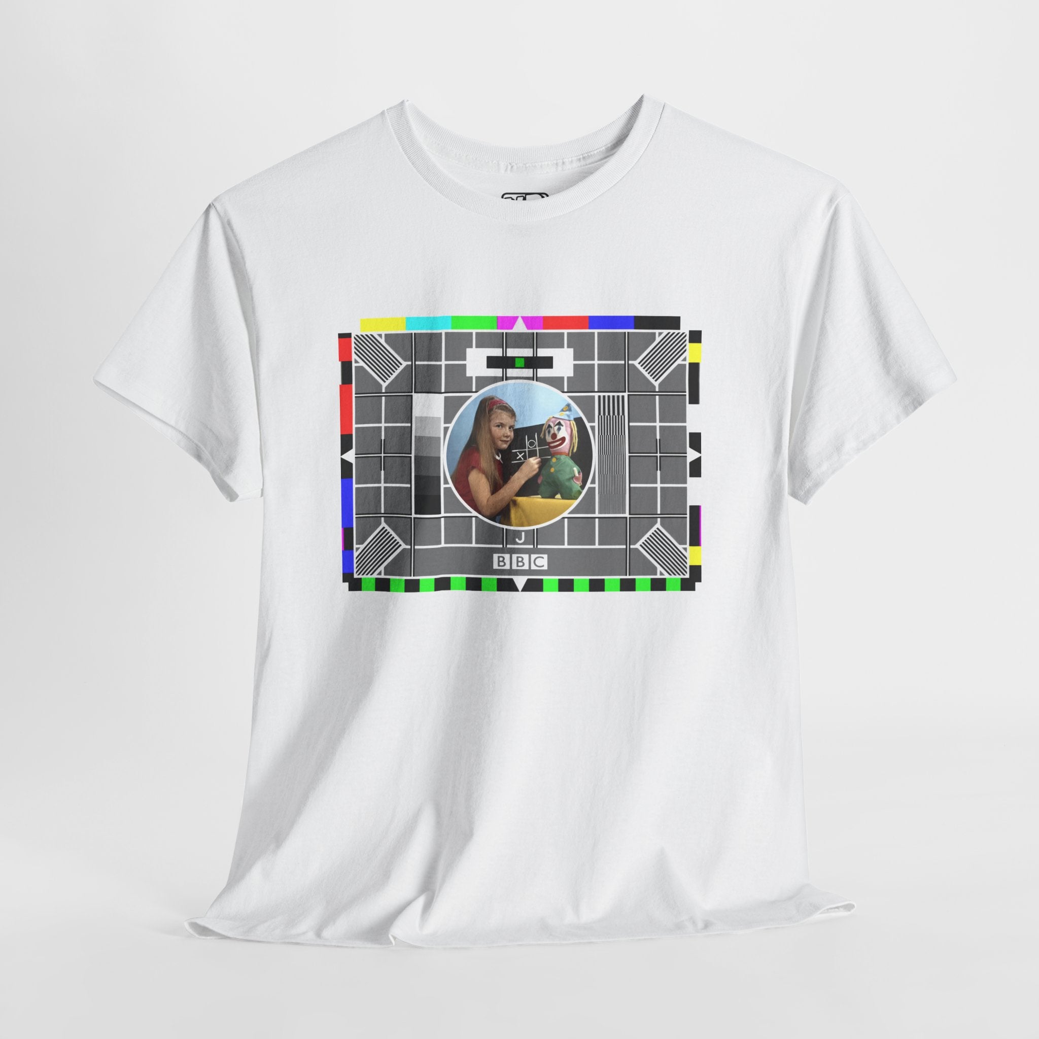 TV Test Pattern T-Shirt — Retro 1980s BBC Broadcast Graphic Tee