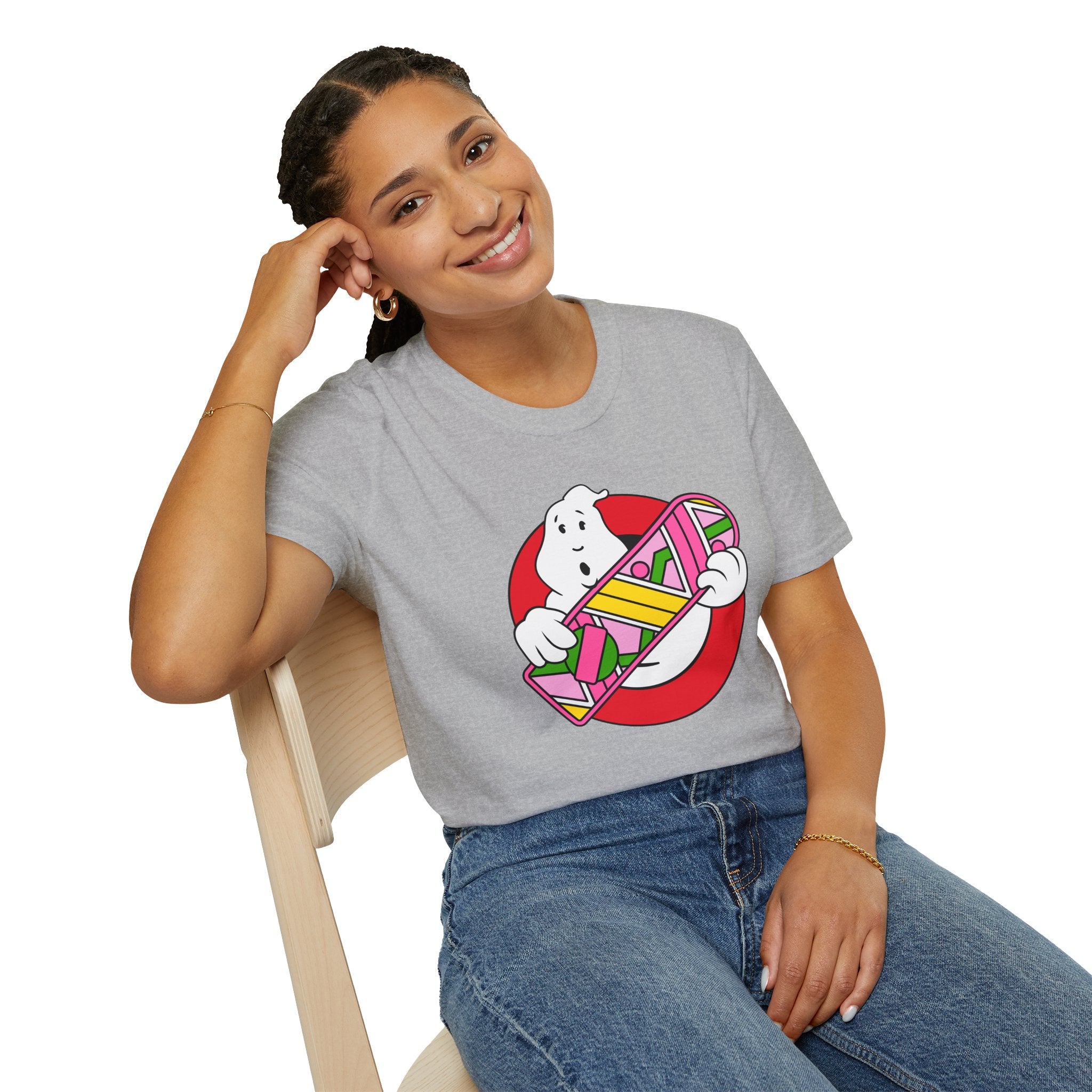 Ghostbusters Hoverboard T‑Shirt — Retro 80s Ghost Logo Mashup Tee