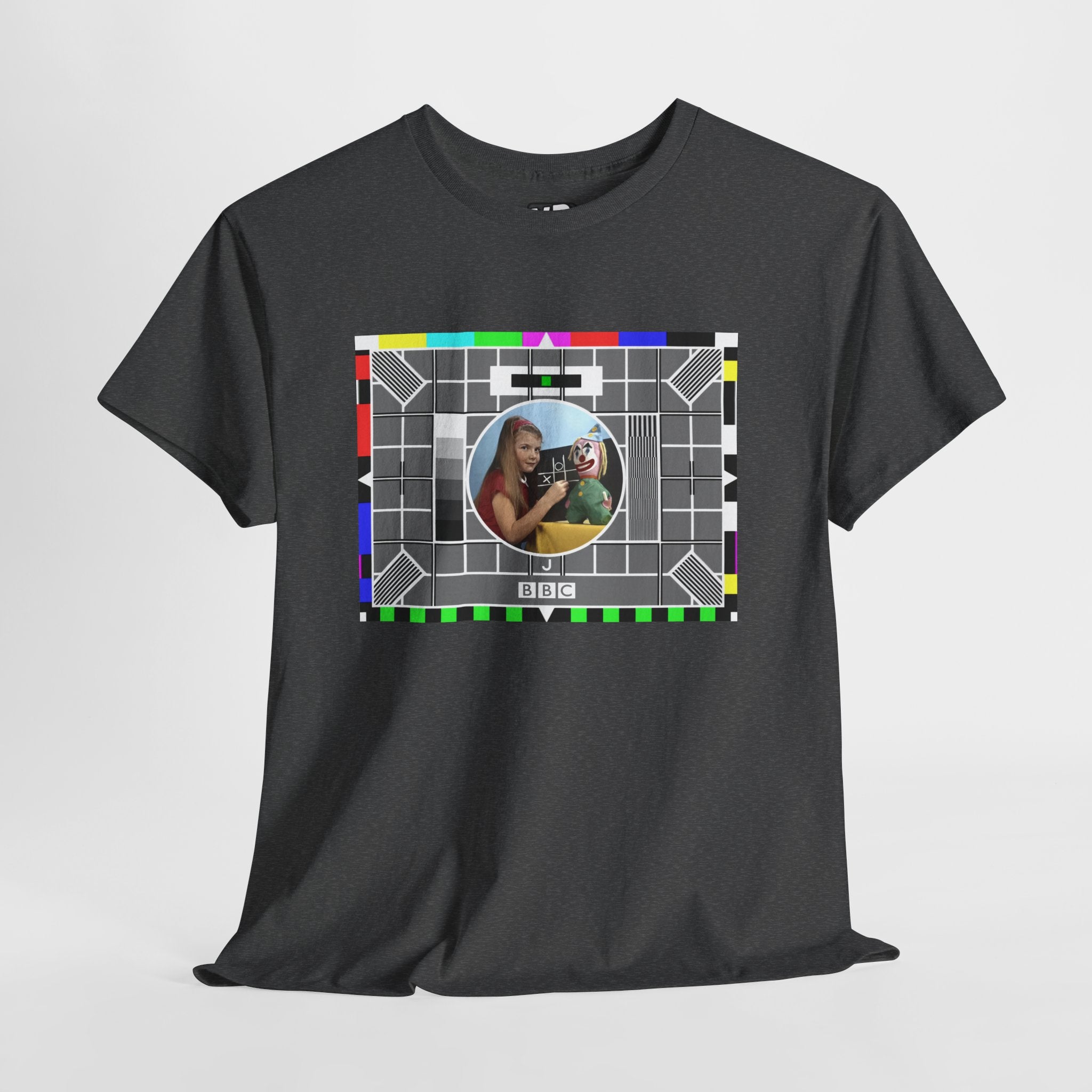 TV Test Pattern T-Shirt — Retro 1980s BBC Broadcast Graphic Tee