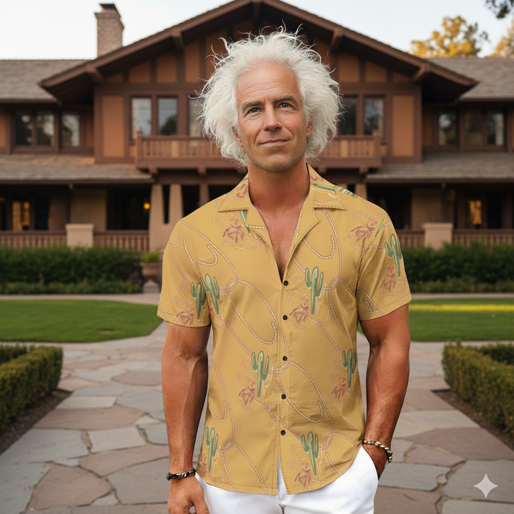 Doc Brown Pohatchee Men's Hawaiian Shirt With Button Closure - Back to the Future